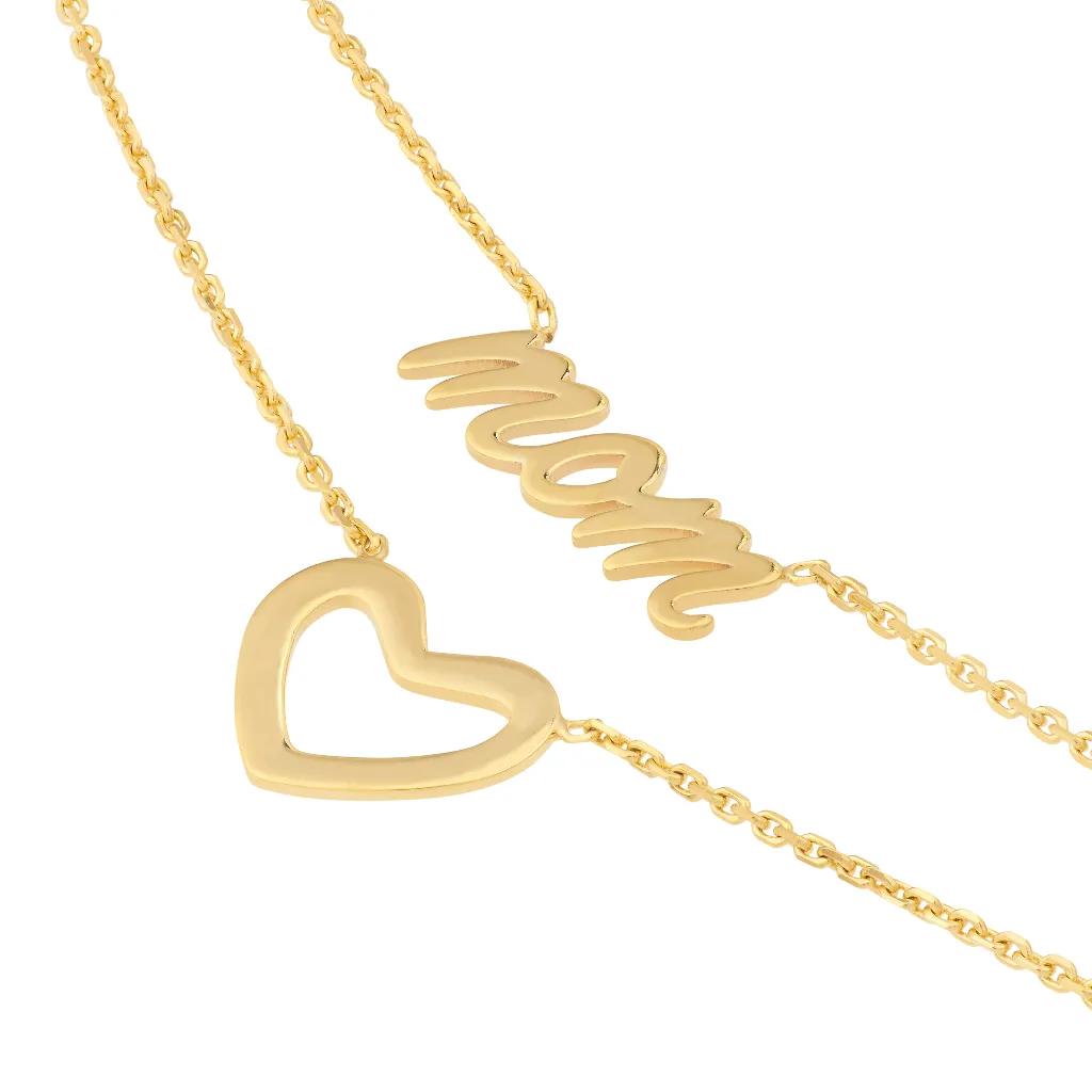 Script Mom and Open Heart Duet Necklace Blanca Bridal 2.webp