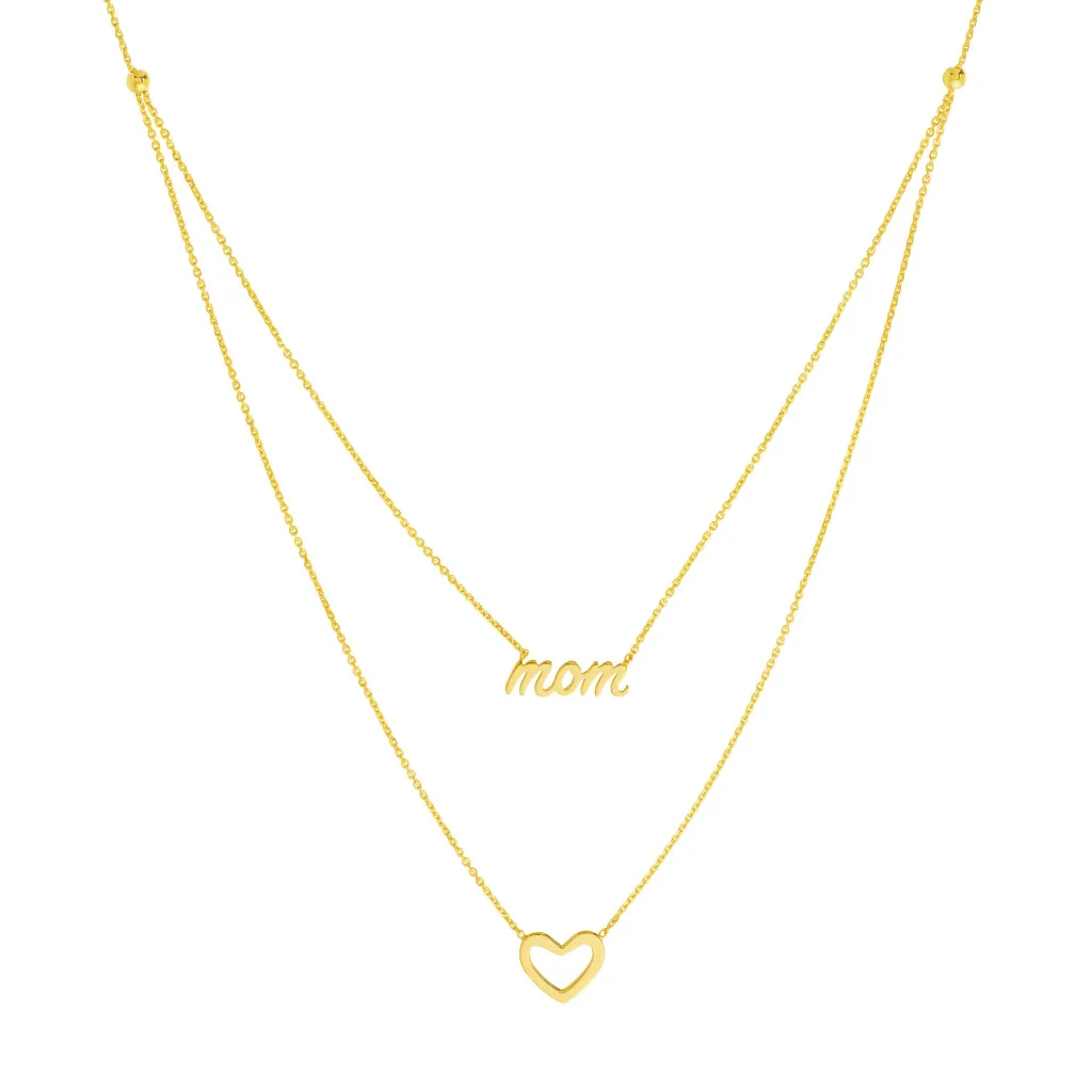 Script Mom and Open Heart Duet Necklace Blanca Bridal 1.webp