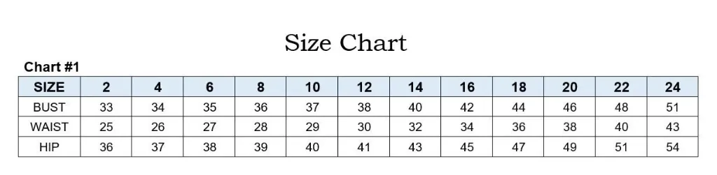 Size Chart MOB Dresses Blanca Bridal.webp