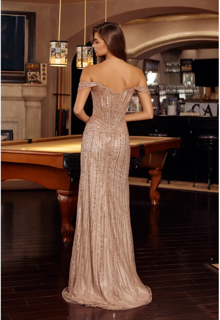 Full Sequined Beaded V-Neck Evening Gown 1.webp