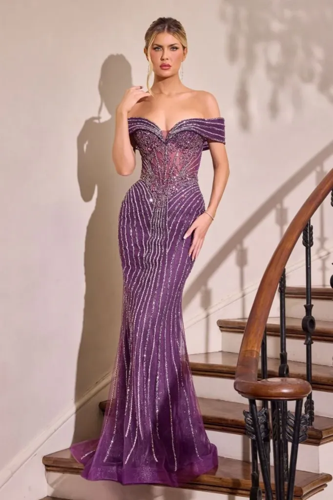 Elegant Formal Long Evening Gown Embellished