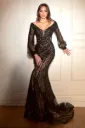 Long Sleeve Mermaid Embellish Dress