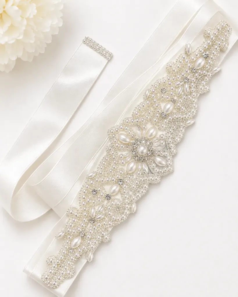 Ivory Pearl Beaded Belt
