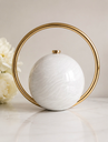 Luna Halo Clutch – White Marble Acrylic Evening Bag