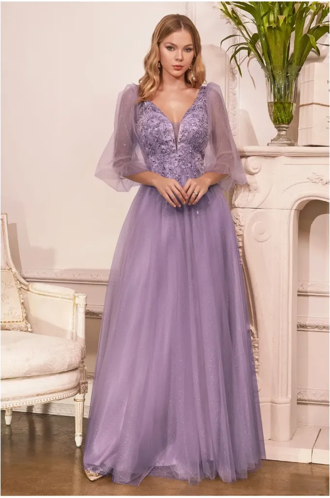Tulle A-Line Dress with Glitter (Mauve, S)