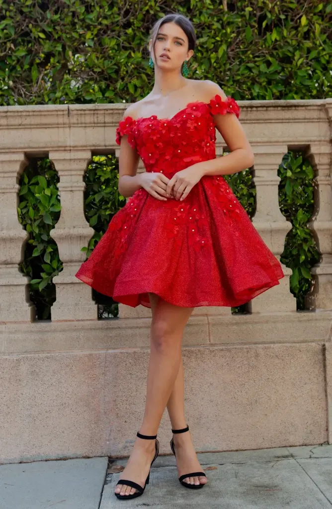 A-Line Off Shoulder Short Cocktail