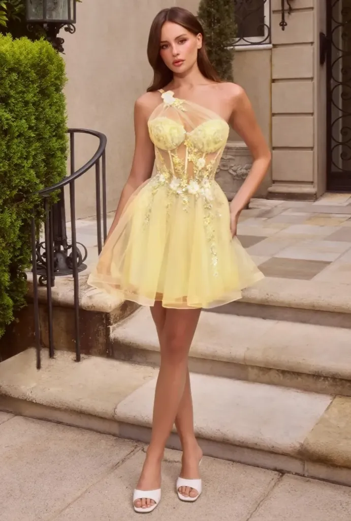 Elegant Embellished Formal One Shoulder (Dusty Blue, S)