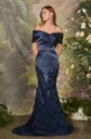 Elegant Navy Off-Shoulder Mermaid