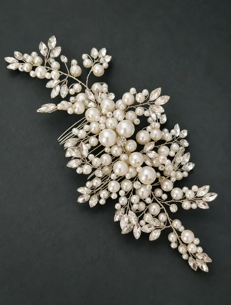 Large Pearl & Crystal Bridal Hair Comb | Elegant Wedding Hair Accessory