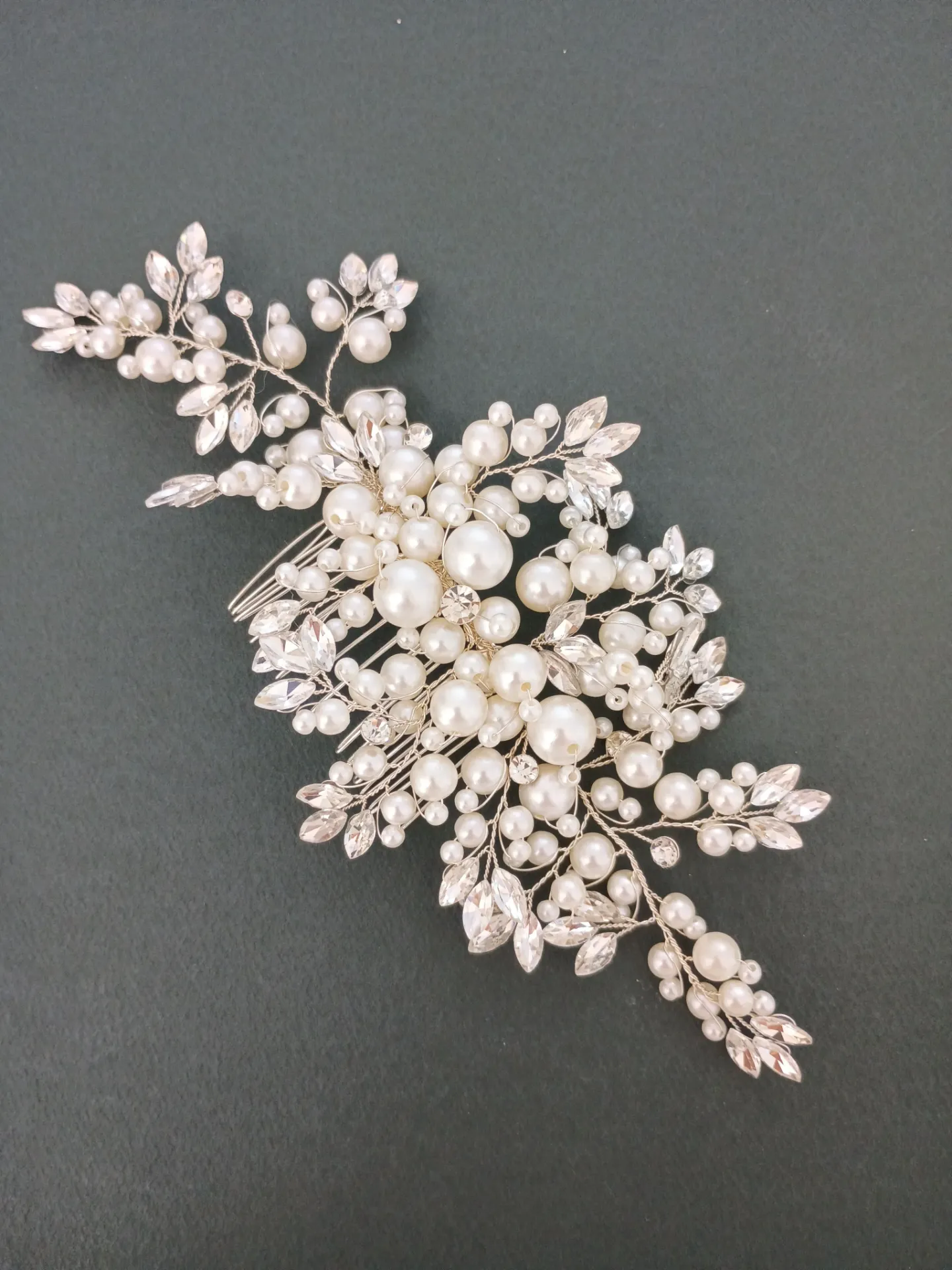 Large Pearl & Crystal Bridal Hair Comb | Elegant Wedding Hair Accessory