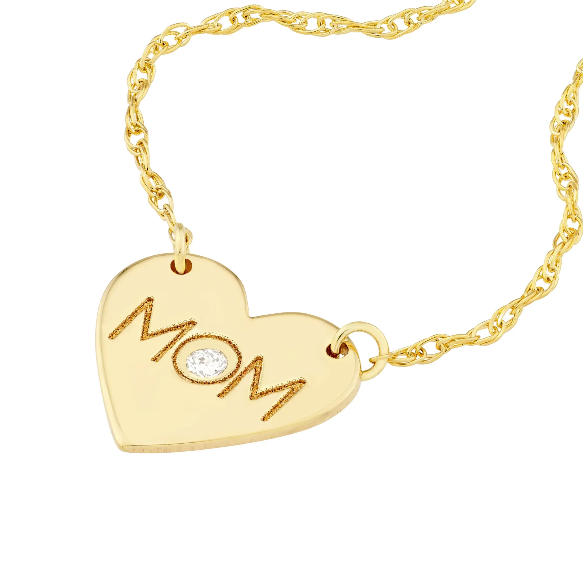MOM Heart with Diamond Necklace