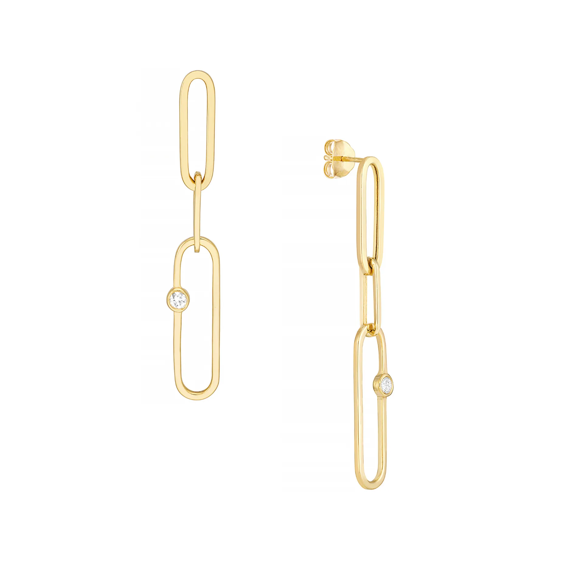 Diamond Paper Clip Earrings