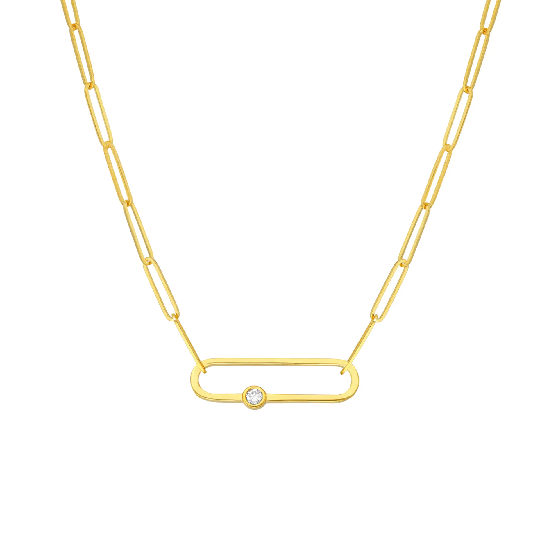 Diamond Paper Clip Necklace