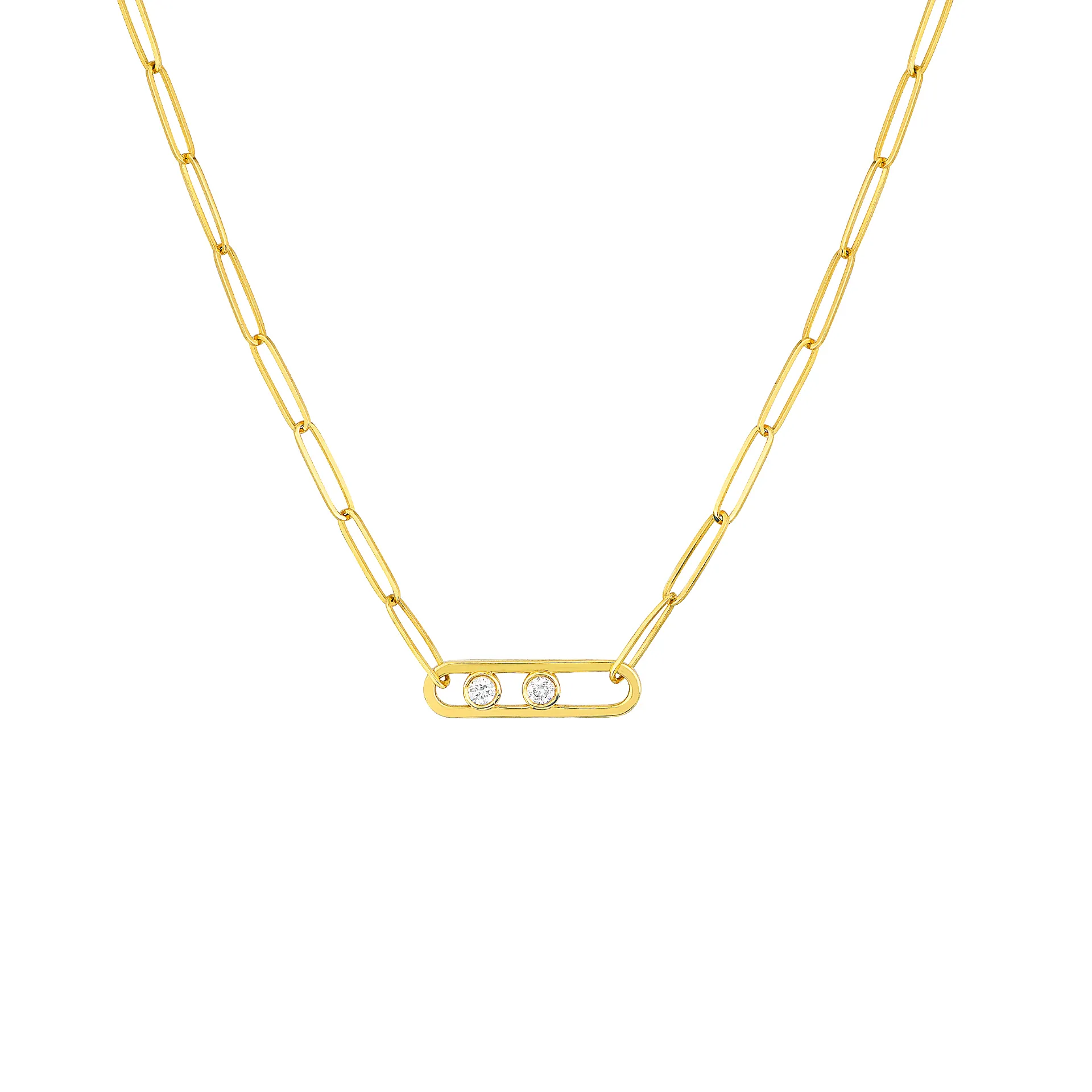 Two Diamonds Paper Clip Necklace